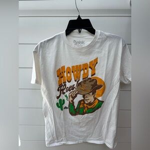 Spencer's White Graphic Tee with Cowboy Design